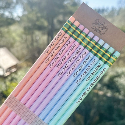 Engraved Affirmation Pencil Set